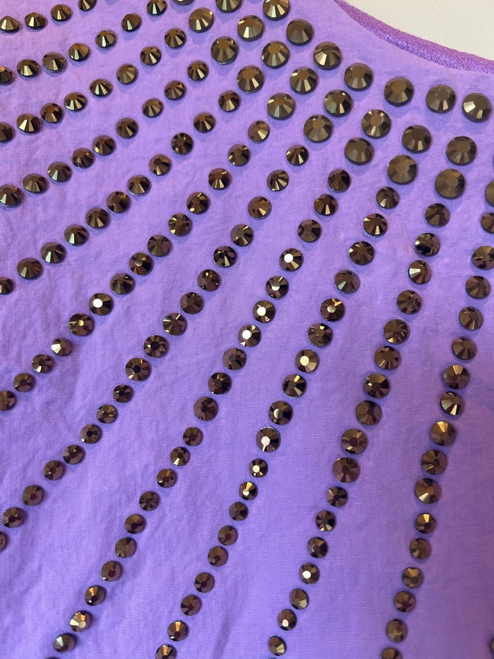 QUEEN OF SPARKLES Lavender Studded Short Sleeve Crop Top - Picture 2 of 4